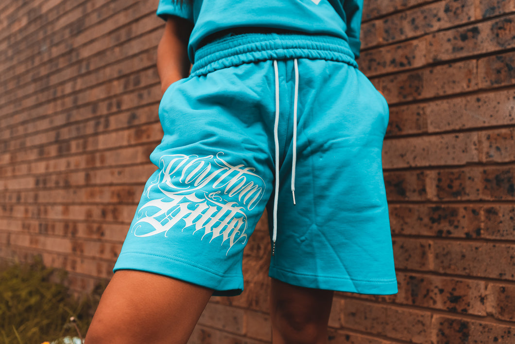 Custom 'Rhythm & Gutta' Logo Shorts - Blue