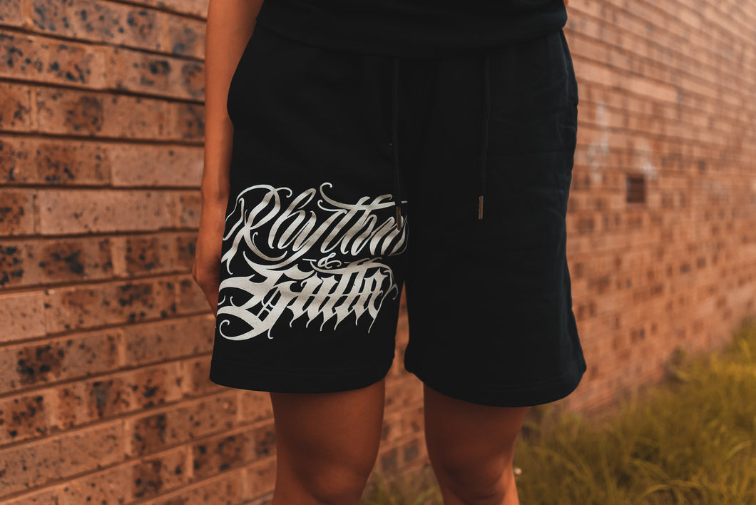 Custom 'Rhythm & Gutta' Logo Shorts - Black